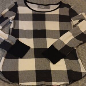 Old Navy Black/Grey  and White Checkered Long Sleeve Top